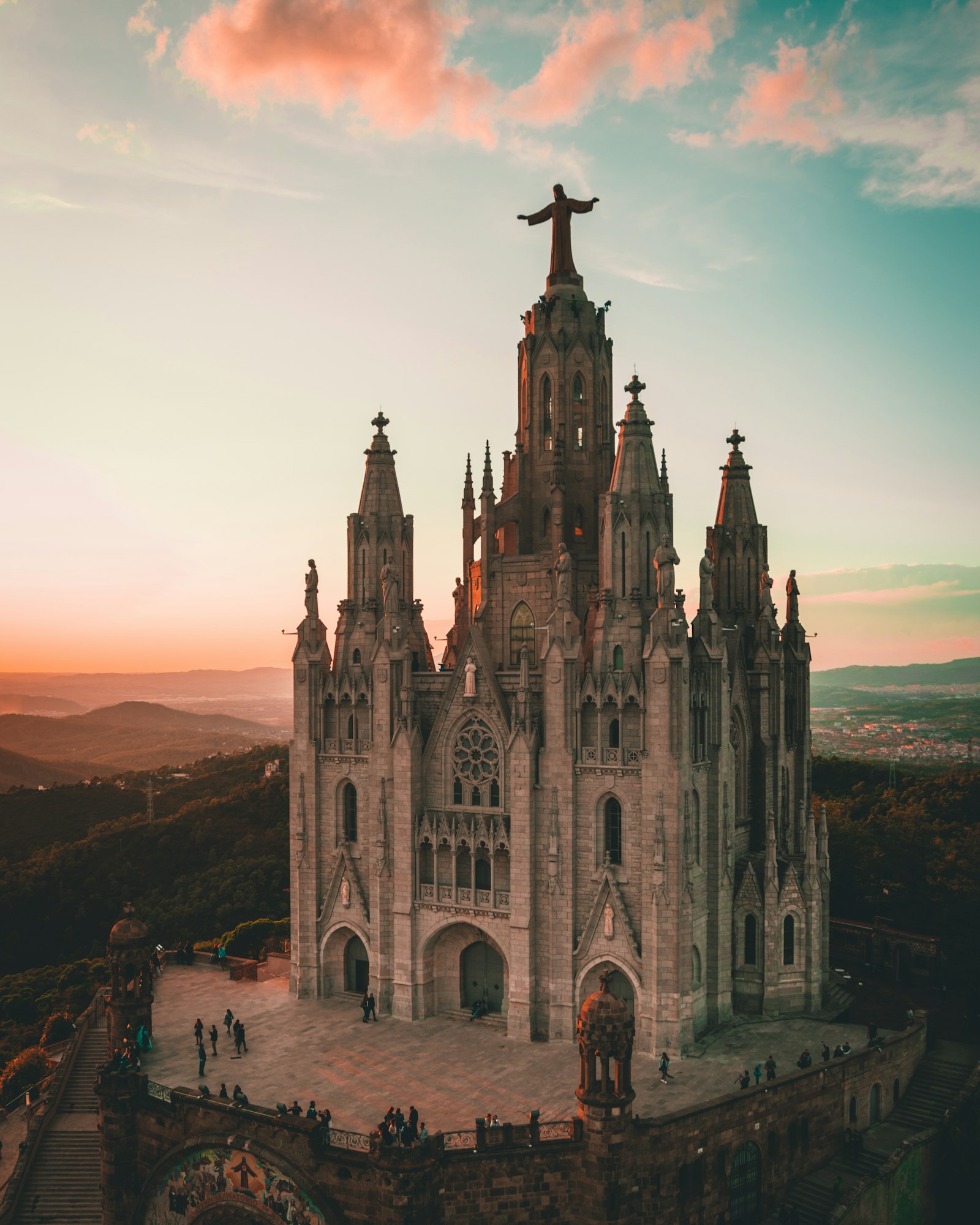 The spires of the Sagrada Família basilica in Barcelona, Spain